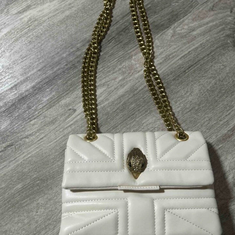 Elegant White Quilted Bag with Gold Chain
